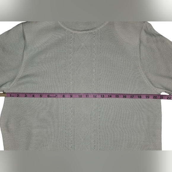 Alfred Dunner Wonens Vintage Pointelle Beaded High Neck Knit Sweater Top Sz M - Picture 10 of 13